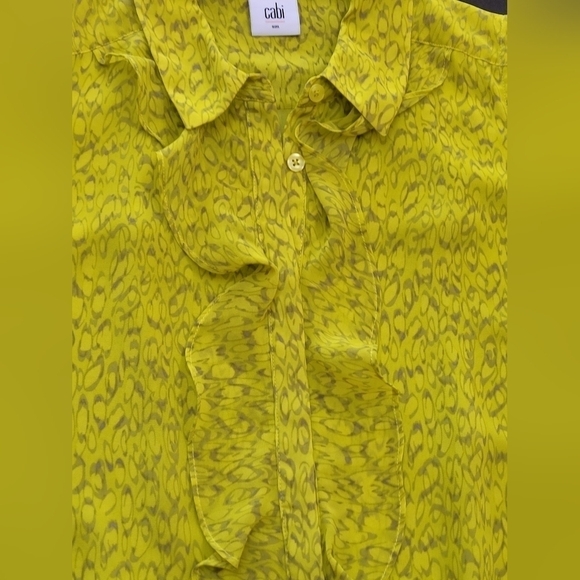 CAbi Reign Chartreuse Ruffle Sleeveless Pop-Over Button Front Blouse #3071 - S - Picture 6 of 10